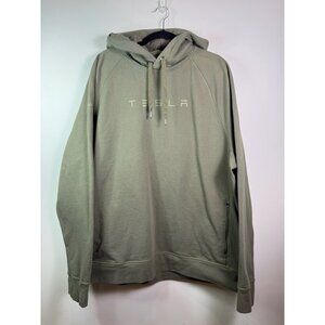 Tesla Olive Green Logo Hoodie Sweatshirt Pullover Men’s 2XL